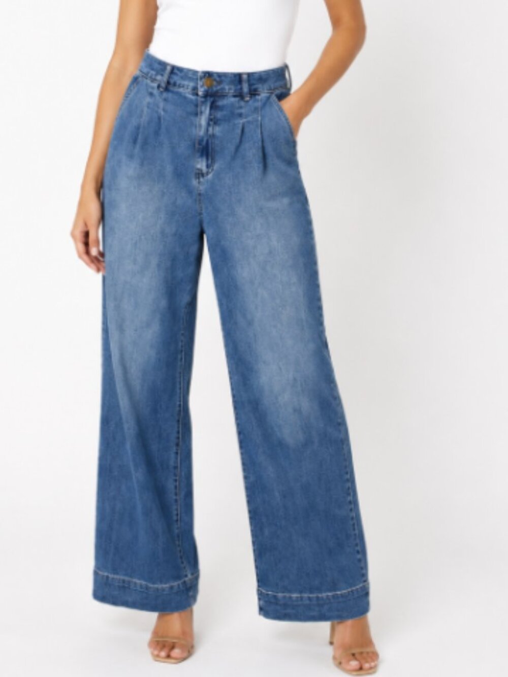 bagatelle Tailored Wide Leg Trouser Jeans Pleated Front Sz 30/10 Business Casual